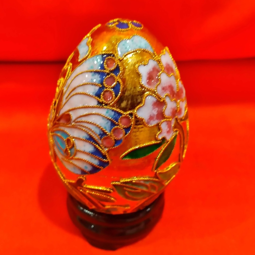 Vintage Decorative Cloisonné Multicolored Egg